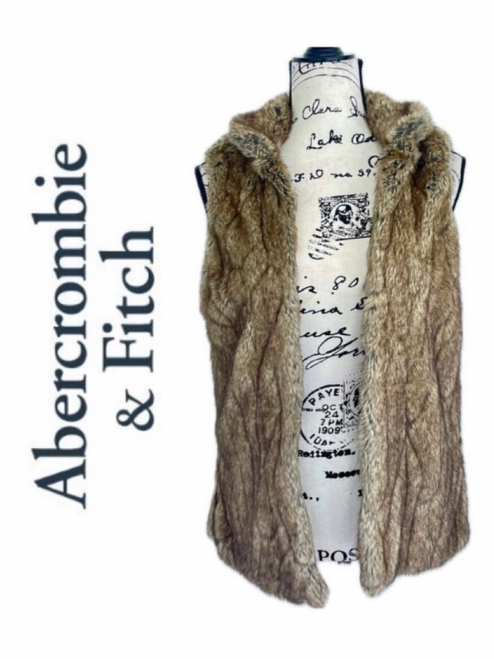 Y2K ABERCROMBIE & FITCH OPEN VEST FAUX FUR SZ SMALL GRUNGE QUIET LUXURY MOBWIFE